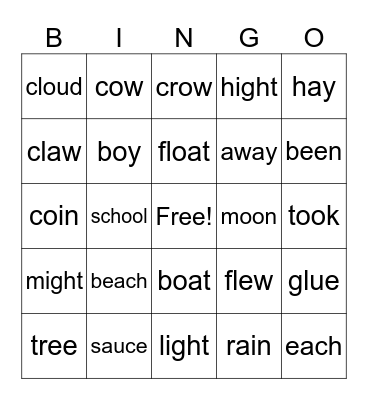 Vowel Team BINGO Card