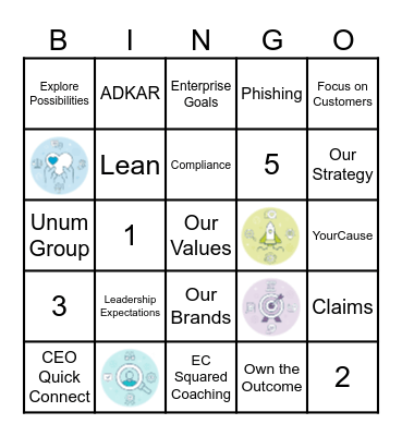 Our Values: Matching Bingo Game Bingo Card