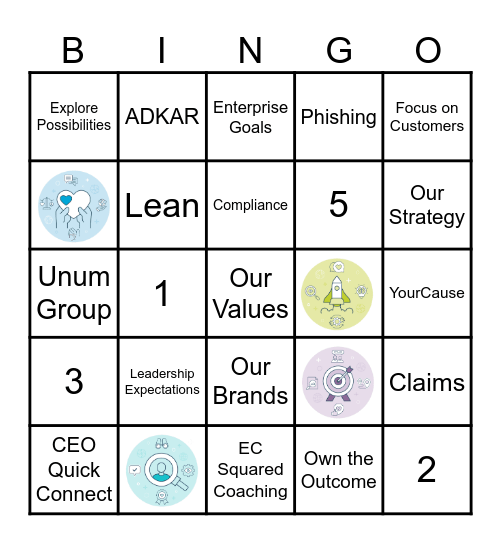 Our Values: Matching Bingo Game Bingo Card