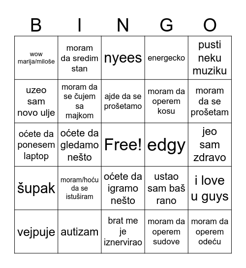 JUST SENAD Bingo Card