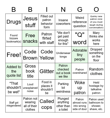 Library Staff Bingo Card