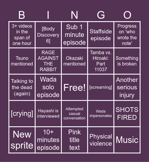 Tetro Ch5 Bingo - 'The Good One' Bingo Card