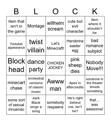 Minecraft Bingo Card
