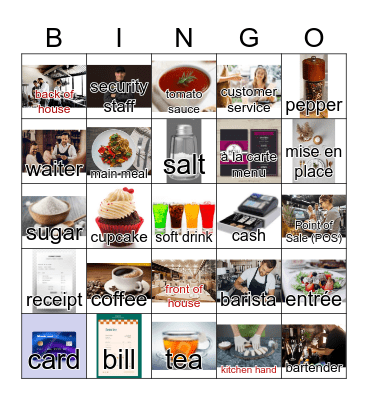 My Dream Café Restaurant Bingo Card