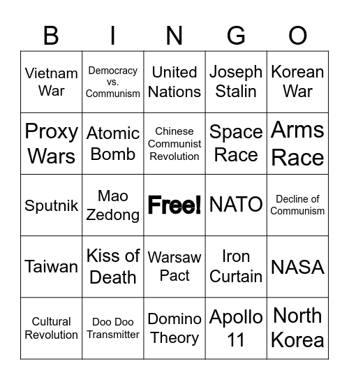 Cold War Bingo Card