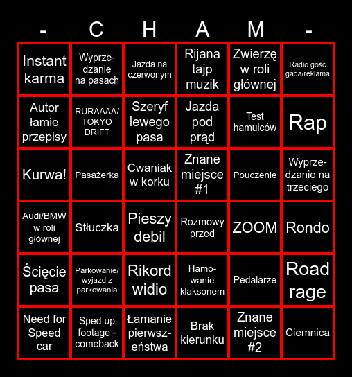 StopCham Bingo 2.0 Bingo Card