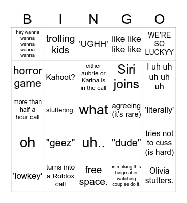 CALL BINGO !! Bingo Card