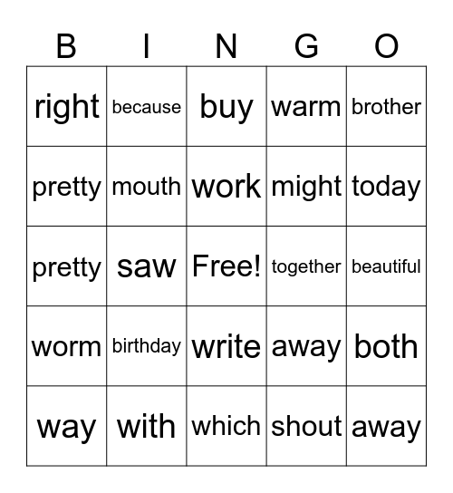Addi's Bingo Card