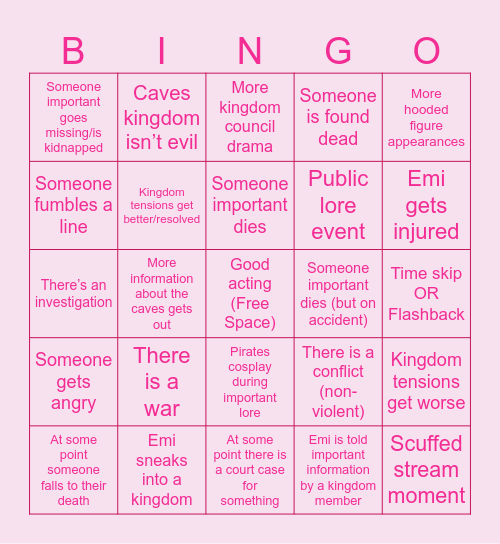 RSMP Season 2 Bingo Card