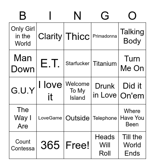 Javi Song BINGO Card