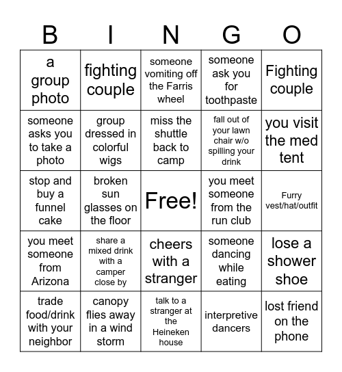 Coachella 2025 Bingo Card
