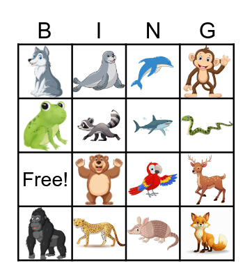 Exotic animals Bingo Card
