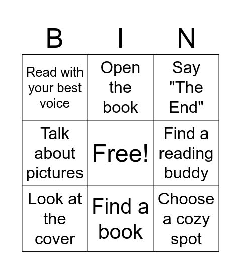How to Read a Story Bingo Card