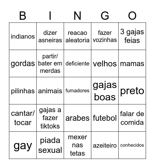 Omegle Bingo Card