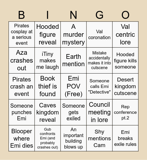 Royals S2 Bingo Card