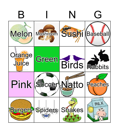 I like _______! Bingo Card