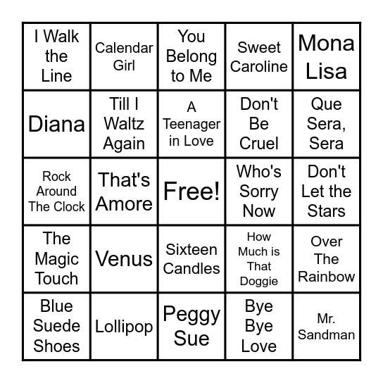 Music Bingo! Bingo Card