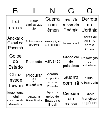 Bingo Governo Trump 09/04/25 Bingo Card