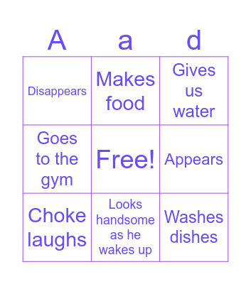 Wonder Weekend Bingo Card