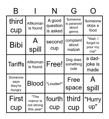 Passover @ The Bermans Bingo Card