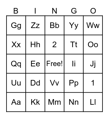 ABC BINGO Card