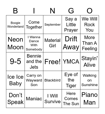 FAW SINGO- Classic Hits! Bingo Card