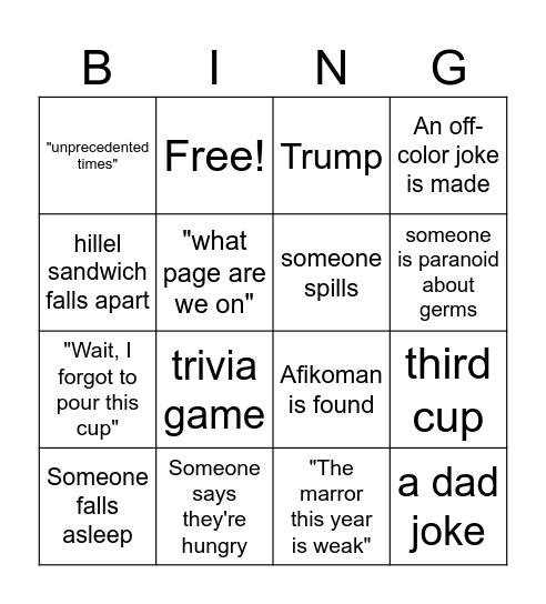 Passover @ The Bermans Bingo Card