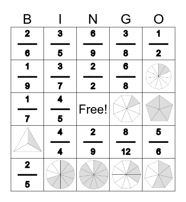 Fraction Bingo Card
