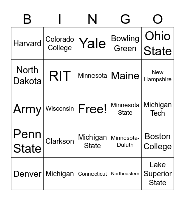 Frozen Four Bingo Card