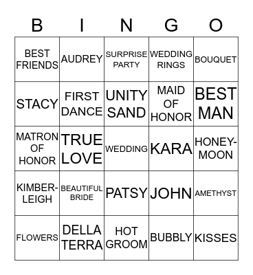 KIMBERLEIGH'S BRIDAL PARTY Bingo Card