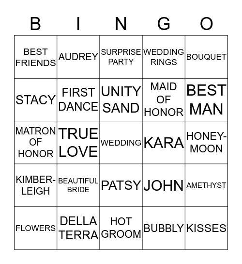 KIMBERLEIGH'S BRIDAL PARTY Bingo Card