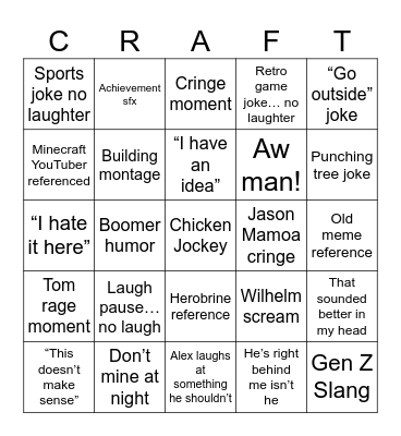 Minecraft Bingo Card