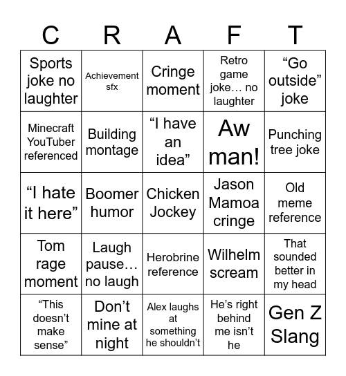 Minecraft Bingo Card