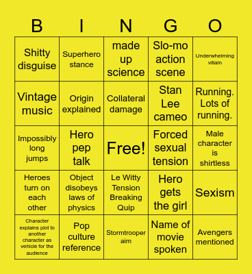 Ant Man and the Wasp Bingo Card