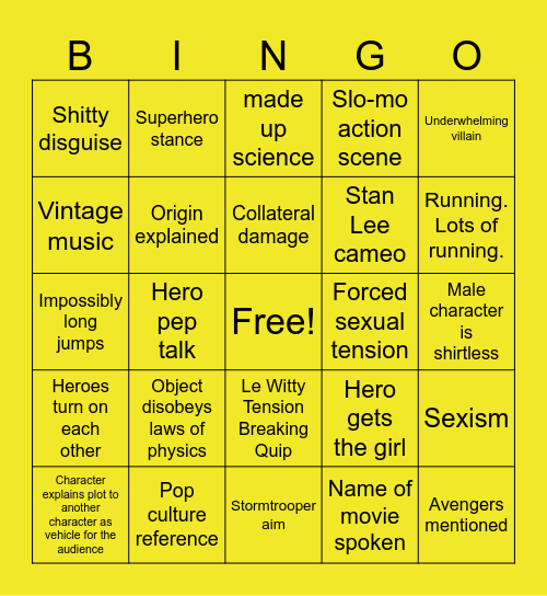 Ant Man and the Wasp Bingo Card