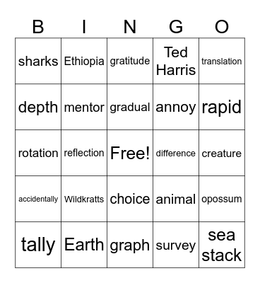 2 / 3 Irwin Bingo Card