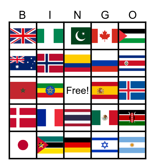 Girl Scout Flag Bingo Card
