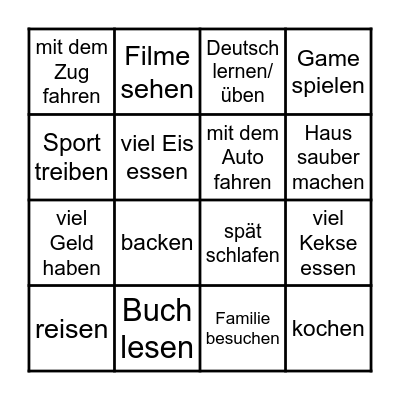Ferien Bingo Card