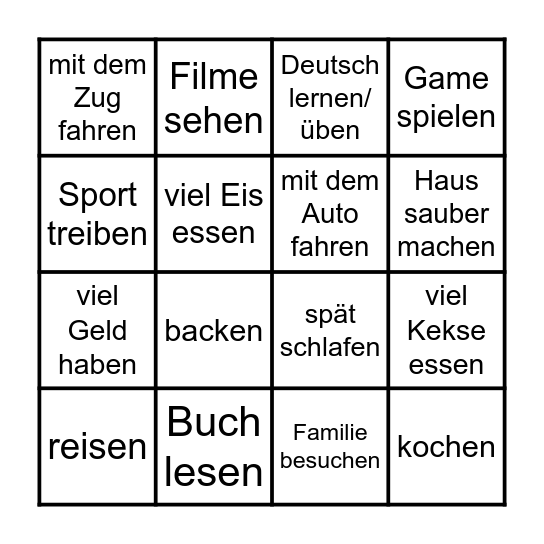 Ferien Bingo Card