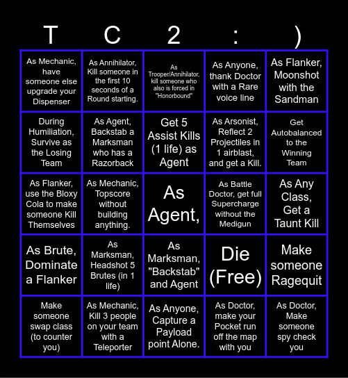 TC2 Bingo Card