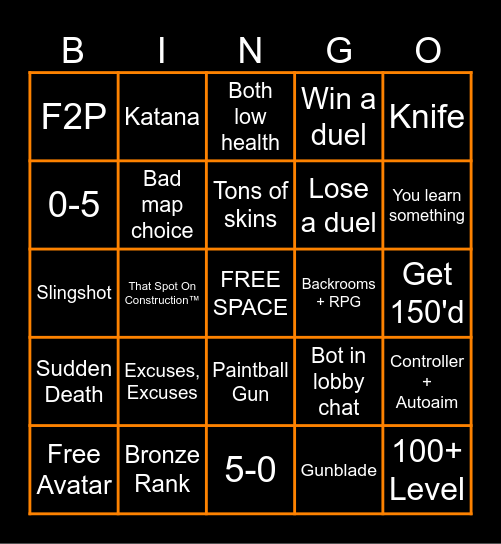 RIVALS BINGO Card