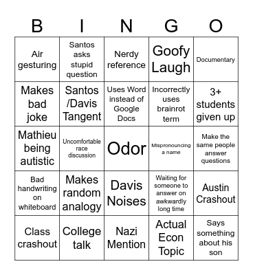 Davinki Board Bingo Card