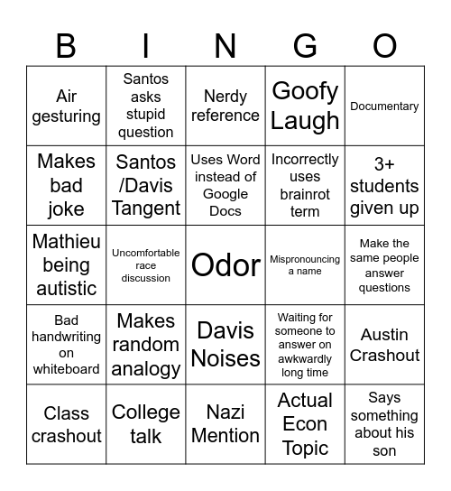 Davinki Board Bingo Card