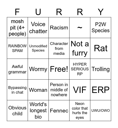 Furana BINGO Card