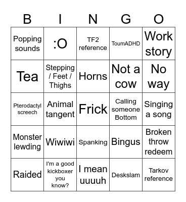 Touma Bingo Card