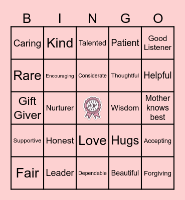 Mother's Day Bingo Card