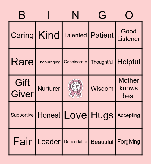 Mother's Day Bingo Card