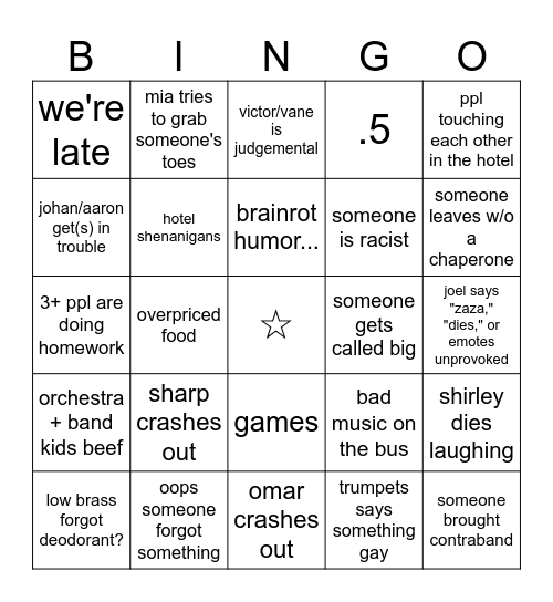 nationals bingo Card