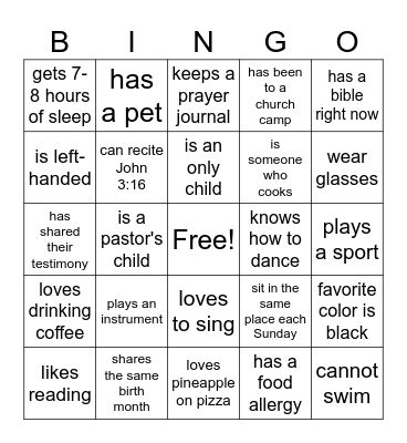 YOUNG ADULTS COLLECTIVEP Bingo Card