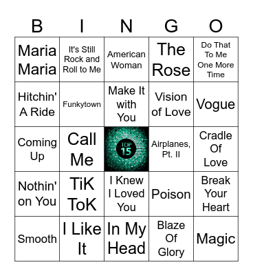 Top 15- The 0's Bingo Card